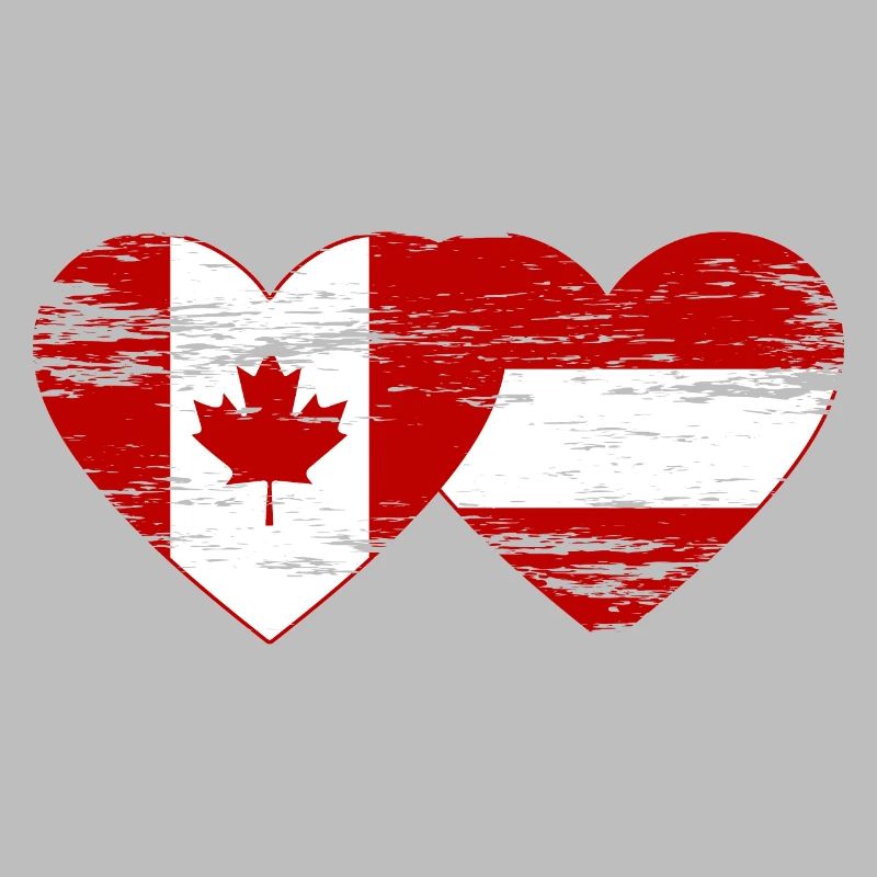 Coeur de drapeau Canada Autriche utilisé