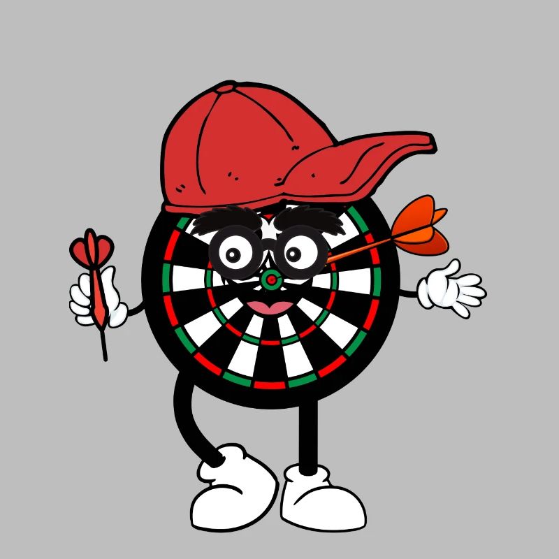 Dartscheibe mit Cap und Dartpfeil Comic Scheibe