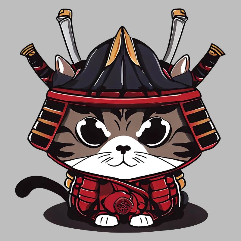 Cute samurai cat traditional clothes