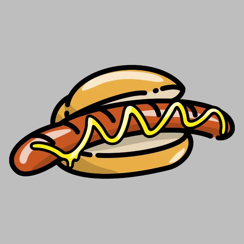 Comic Bratwurst Buns Bratwurstbrötchen Mustard