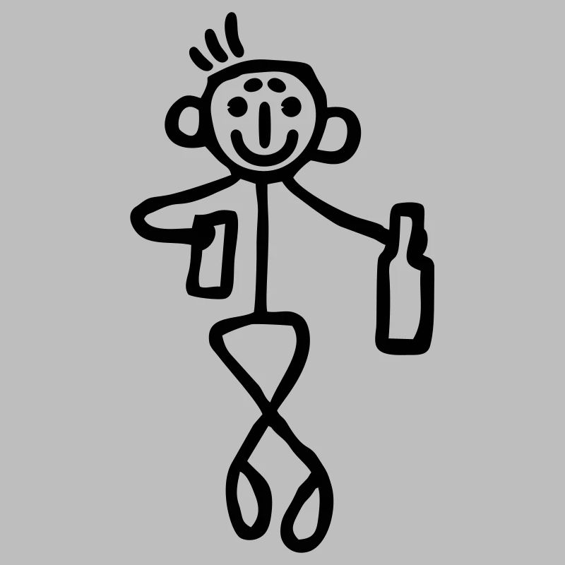 Strichmännchen mit Flasche Bier