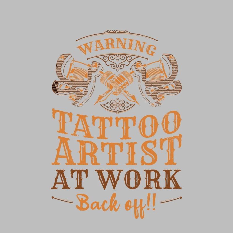 Warning tattoo artists at work back from
