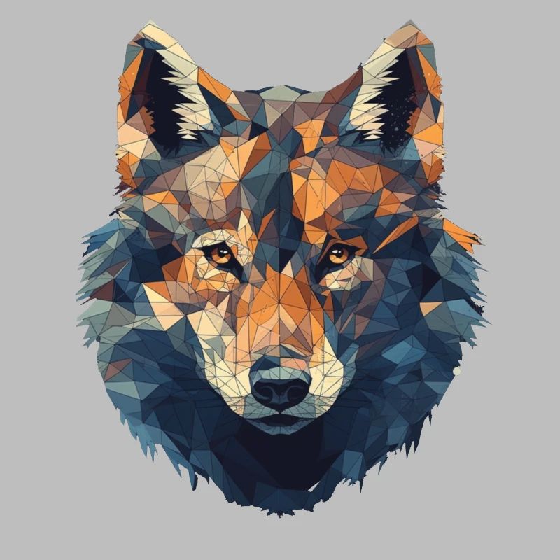 Geometric Wolf Head in Triangle Look