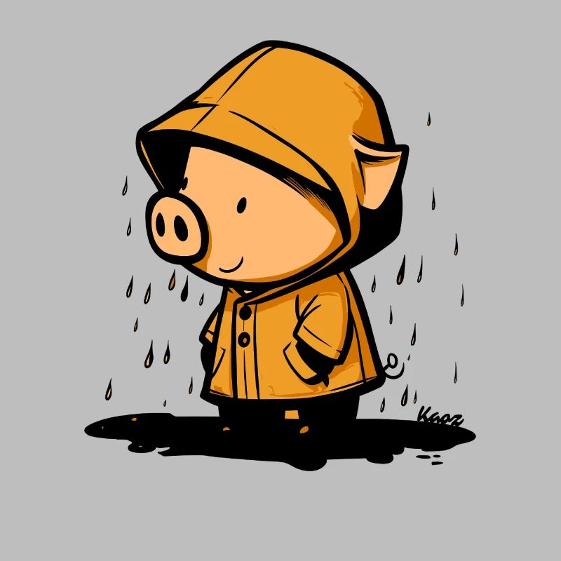 Cochon mignon en imperméable
