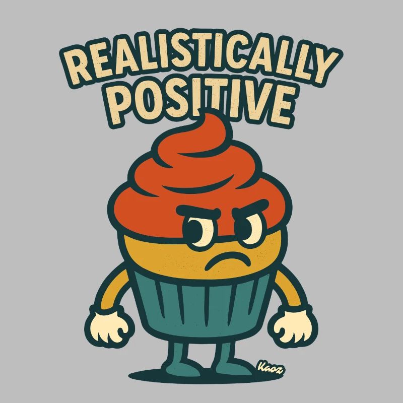 Grimmiger Cupcake mit Spruch Realistisch Positiv