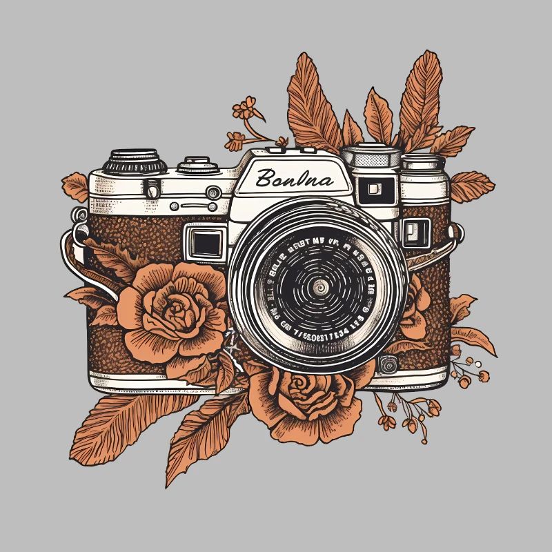 Cool vintage retro camera boho style brown