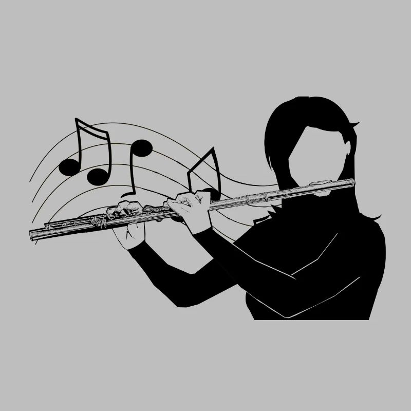 Flute player musical note