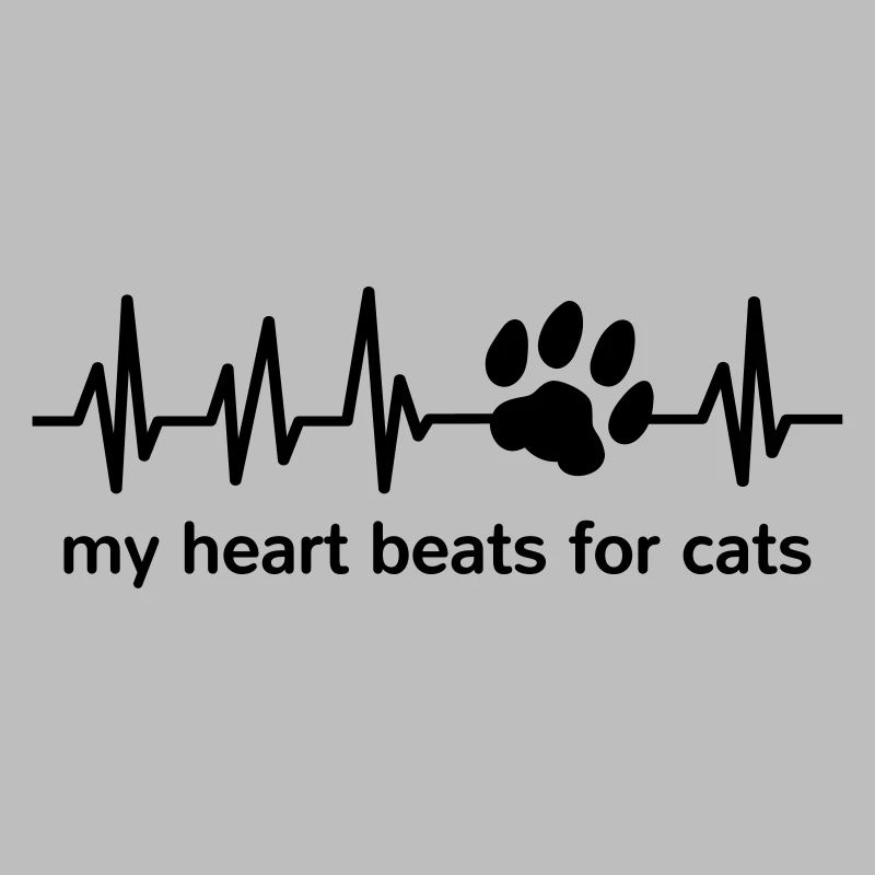 Battement de cœur d’impression de patte de chat J’aime les chats