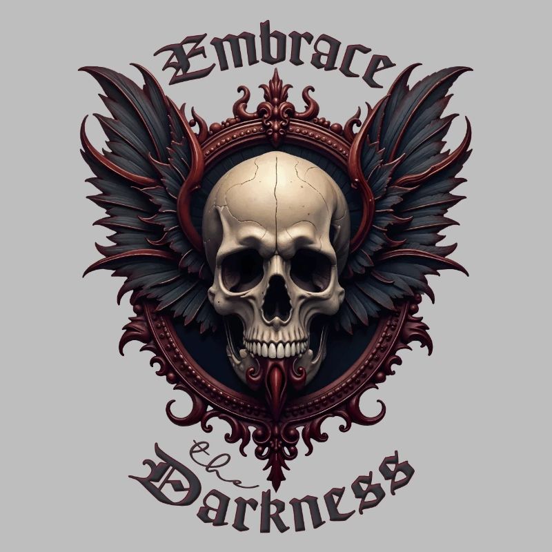 Gothic skull wings baroque skull dark skull skull