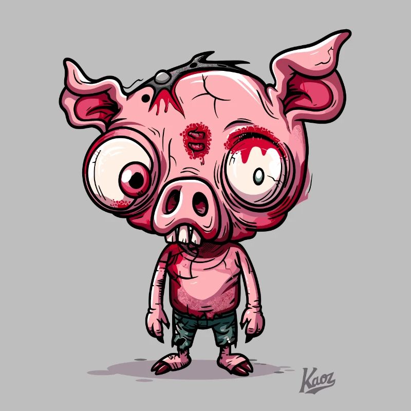 Petit cochon zombie effrayant