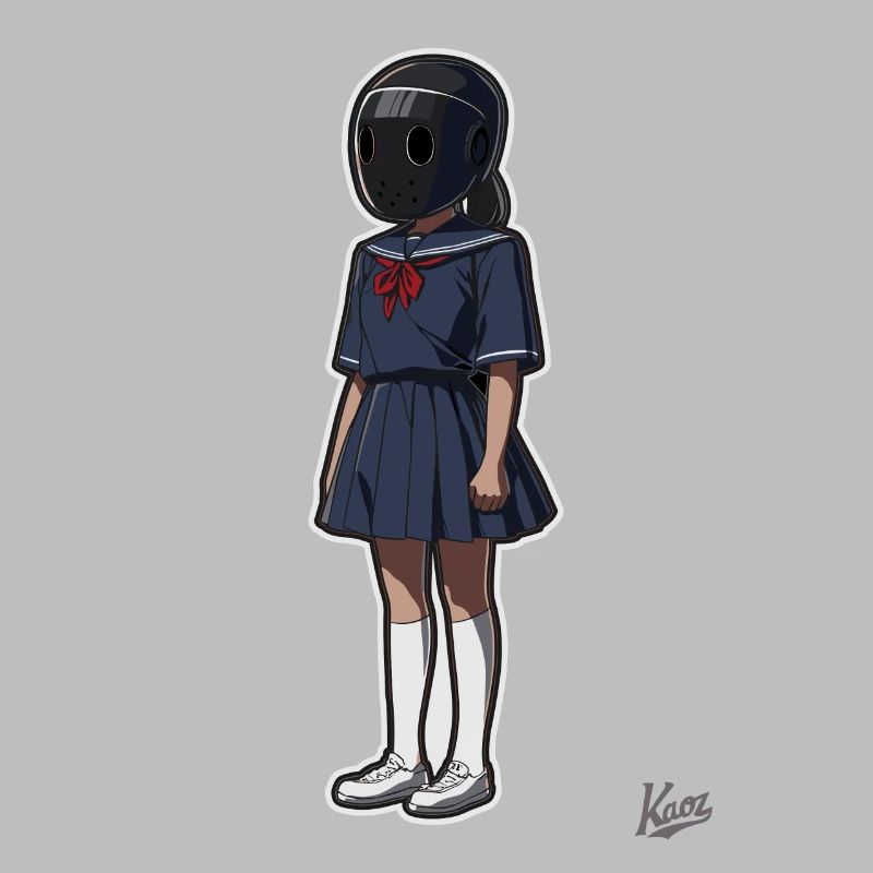 Écolière avec casque