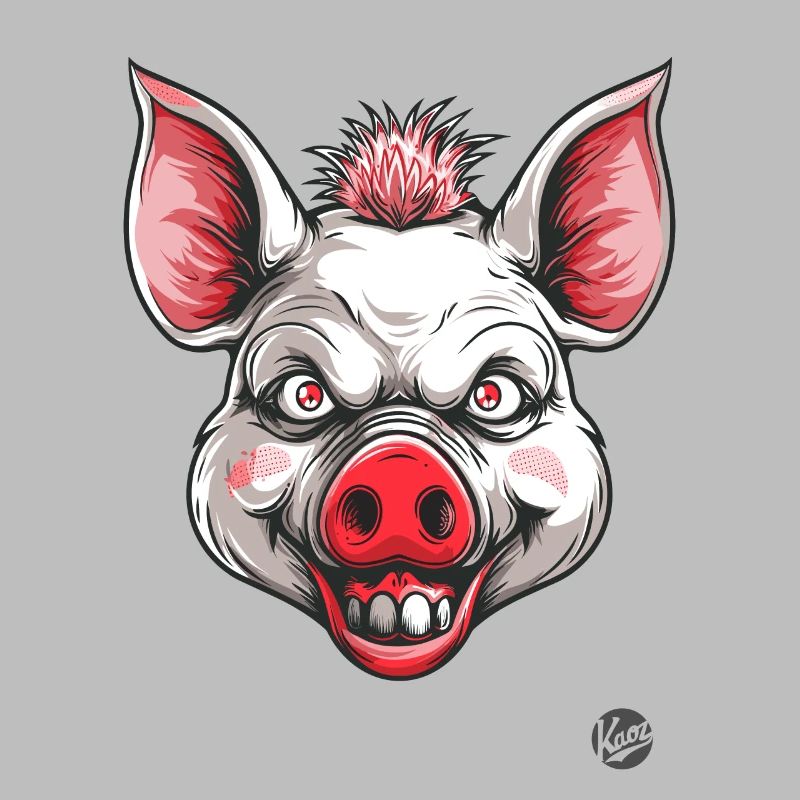 White Creepy Psycho Horror Pig