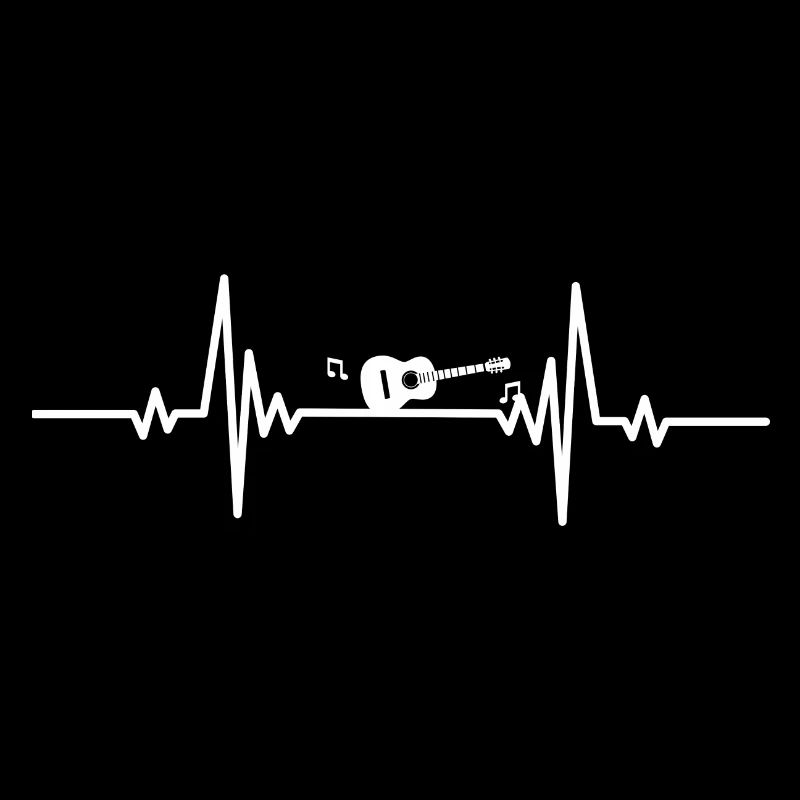 Heartbeat guitar and musical note