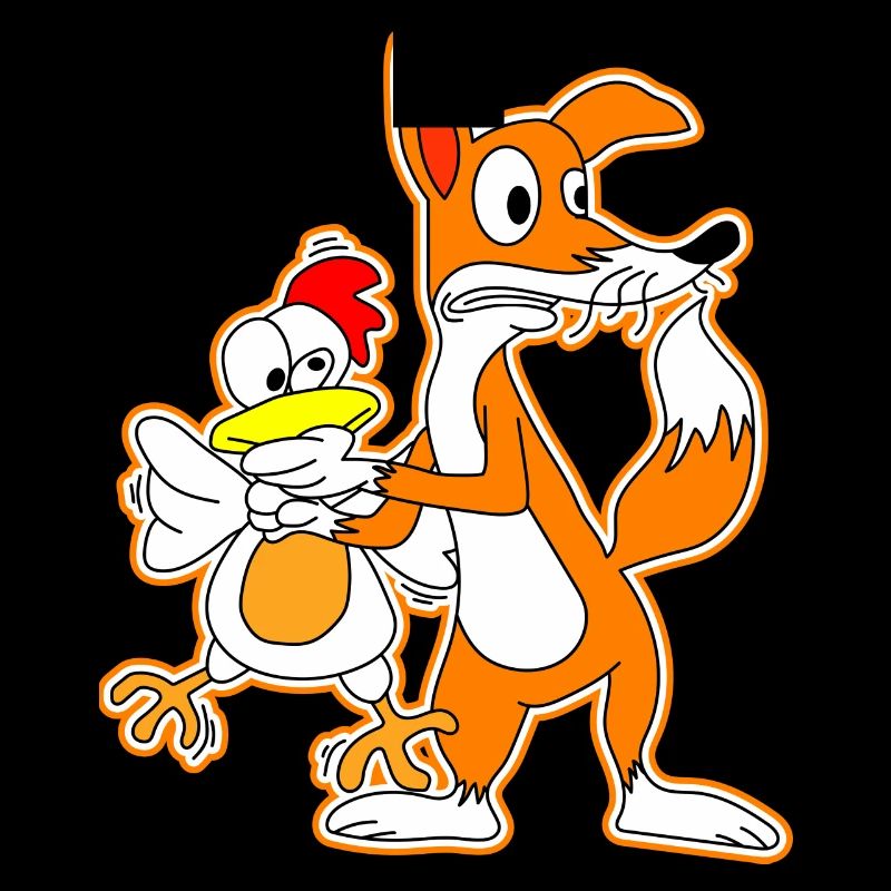 Fuchs Huhn Henne Gans Comic Cartoon Geschenk