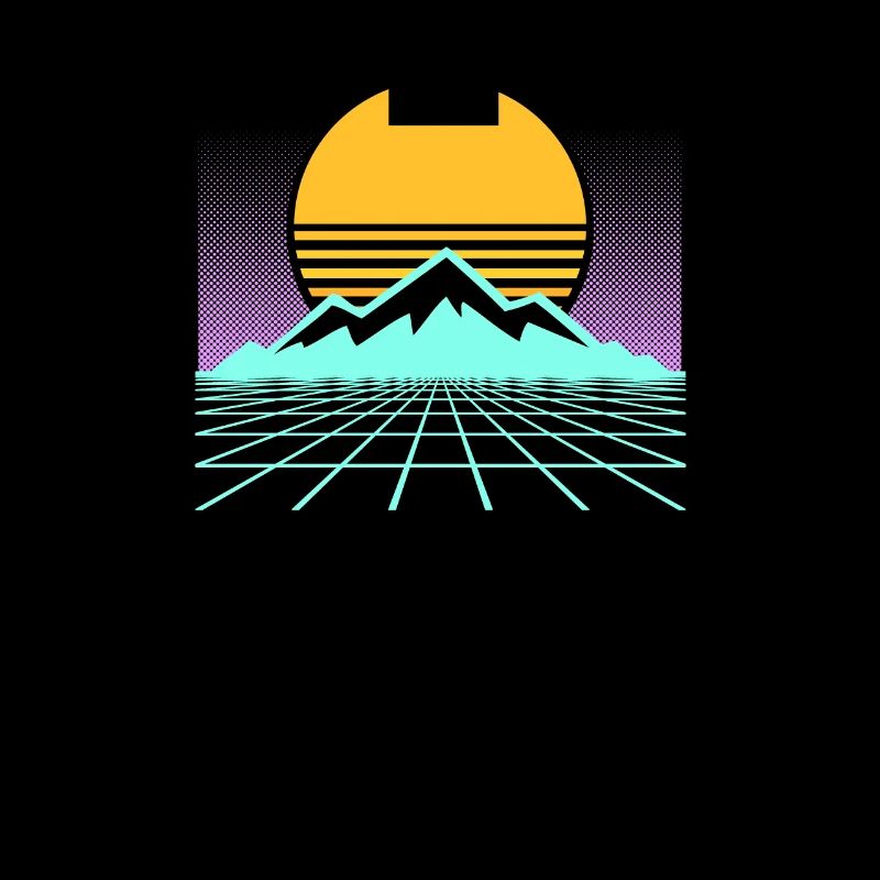 80s Synthwave Mountain Sunrise Geometric Gift