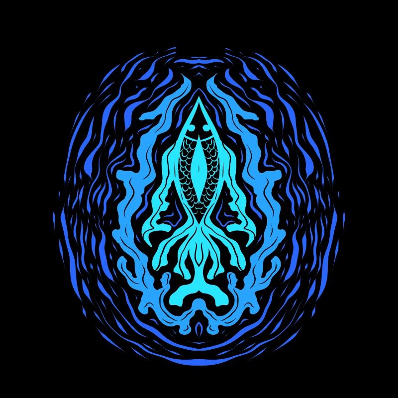 "AQUA" ~ Psychedelic Fish Pattern