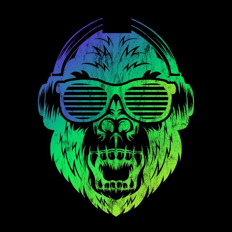 DJ Monkey Affe mit Kopfhörern Sonnebrille Affe