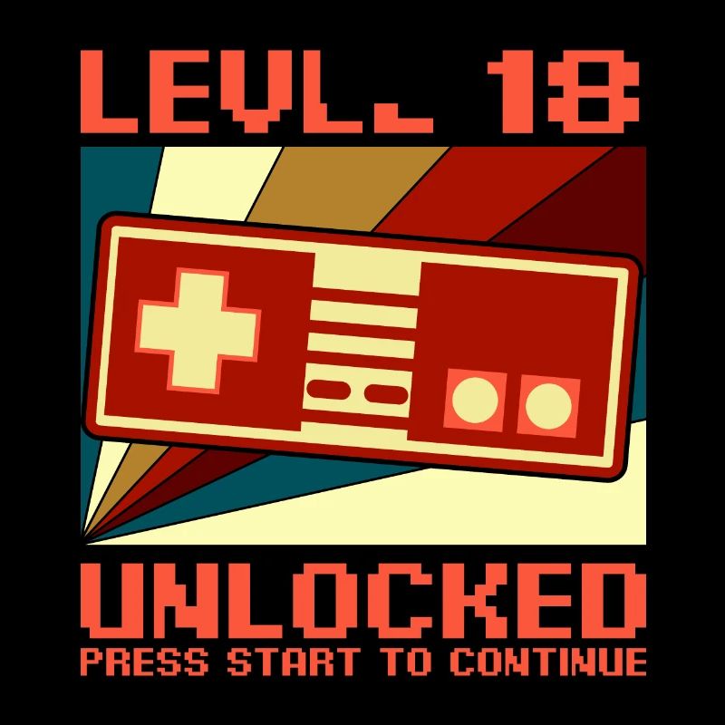 LEVEL 18 UNLOCKED 18 Geburtstag Gamer Controller