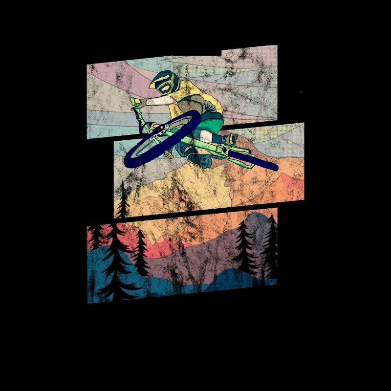 Retro Mountain Biker springt über die Table vor