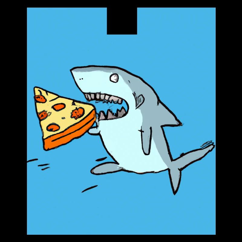 Grand requin blanc Squin mange une pizza
