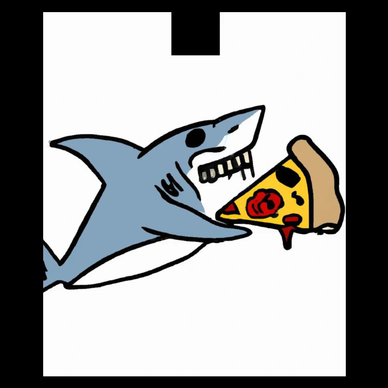 Grand requin blanc Squin mange une pizza