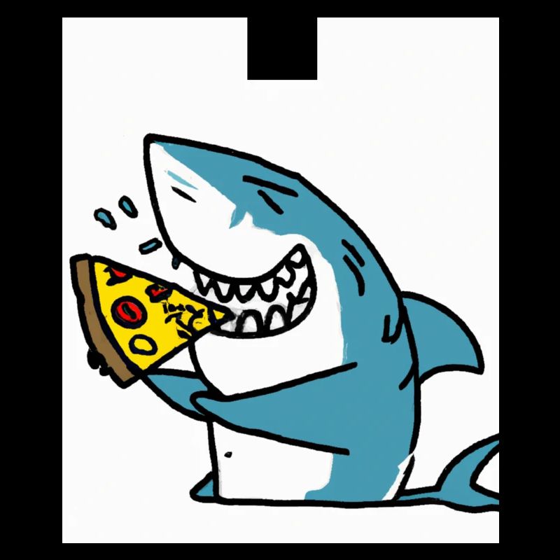 Grand requin blanc Squin mange une pizza