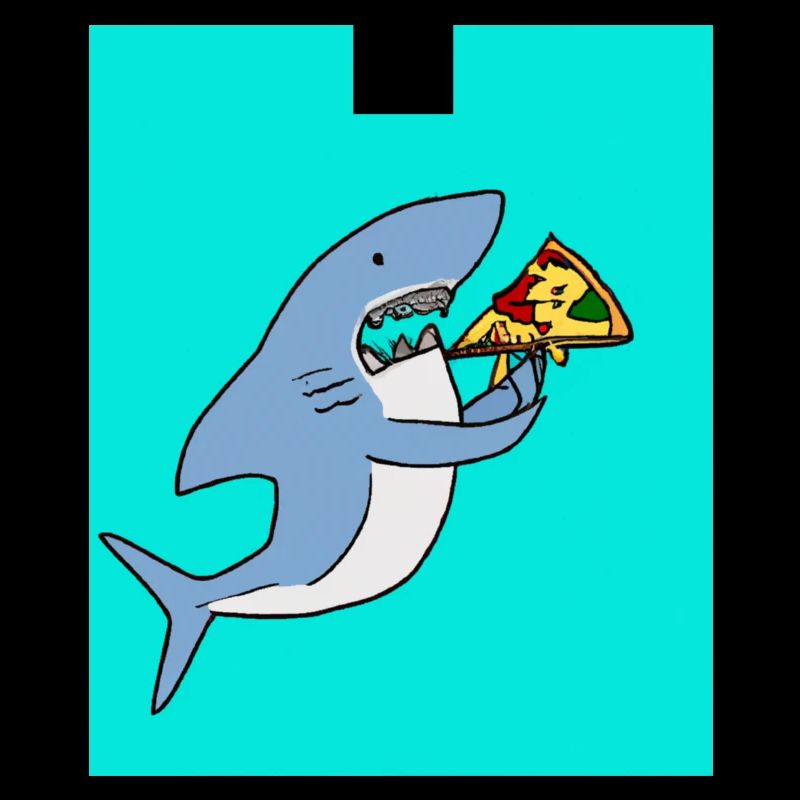 Grand requin blanc Squin mange une pizza