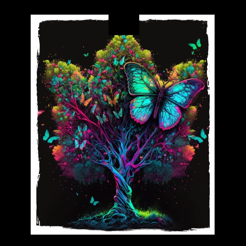 Tree Butterflies Abstract Nature Forest Grunge