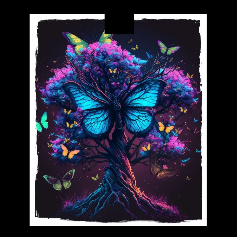 Tree Butterflies Abstract Nature Forest Grunge