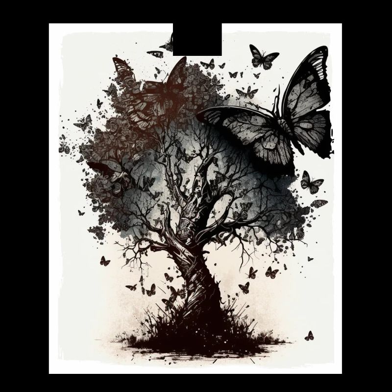 Tree Butterflies Abstract Nature Forest Grunge