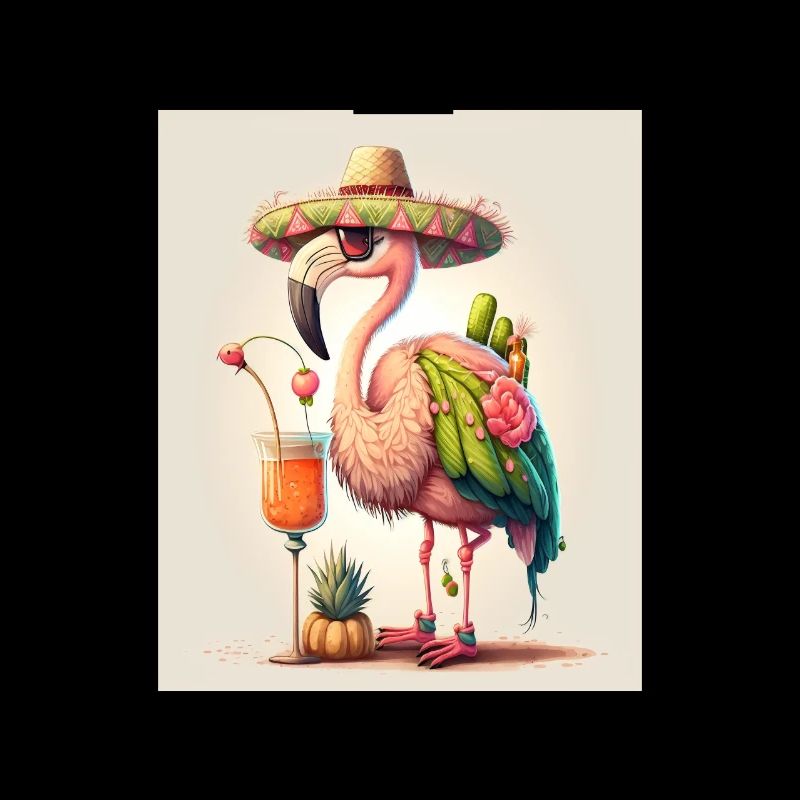 Flamingo Playing Musical Instruments Mexican