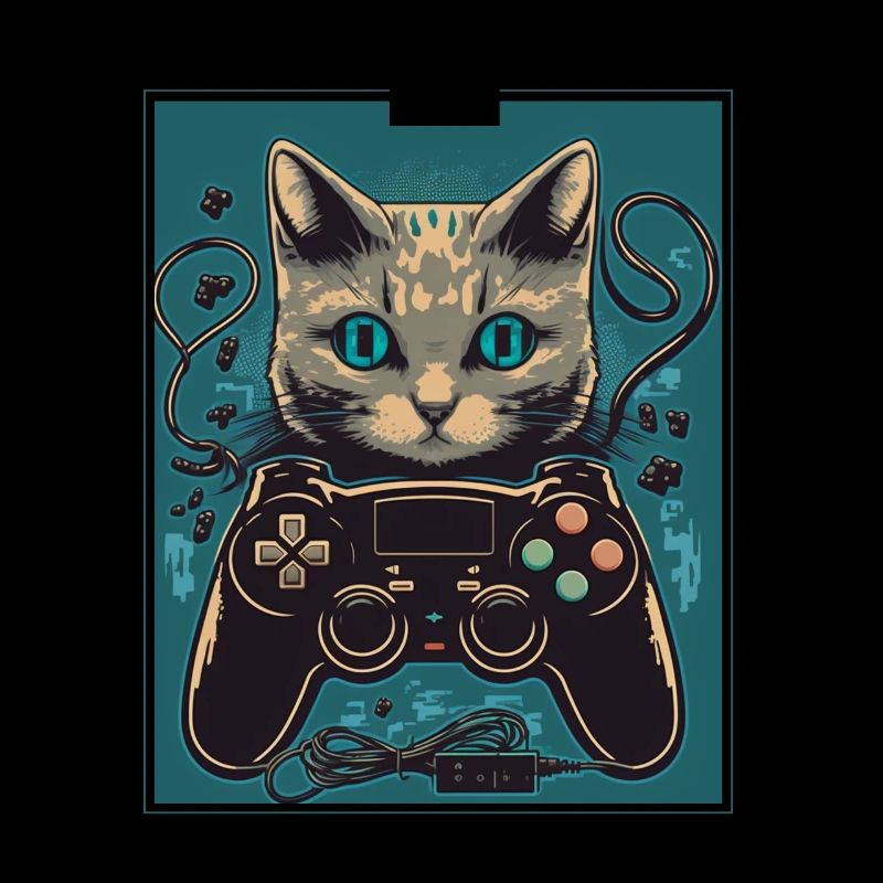 Cats and Gaming Katze Kätzchen Controller Zocken