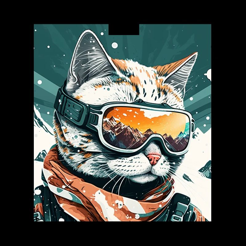 Winter Katze Ski Snowboard Schnee Kätzchen