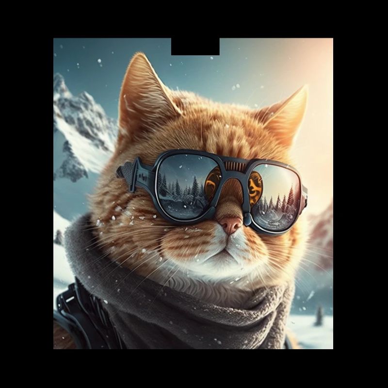 Winter Cat Ski Snowboard Snow Kitten