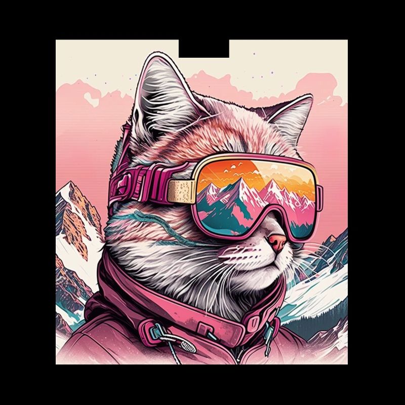 Winter Katze Ski Snowboard Schnee Kätzchen