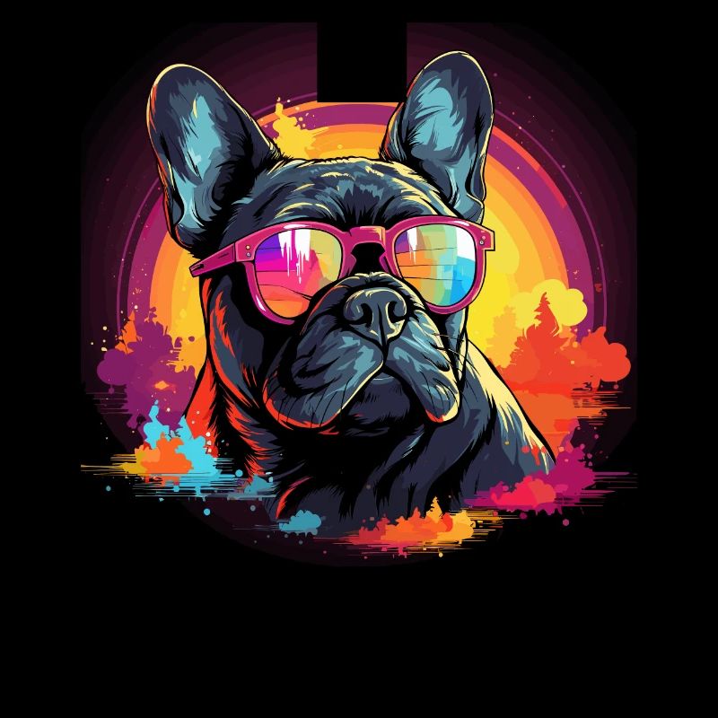 Synthwave des années 80 90 Bouledogue Français