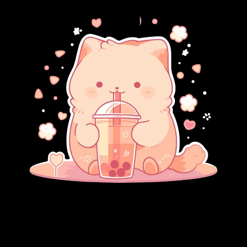 Kawaii Katze trinkt Boba Bubble Tea Chibi