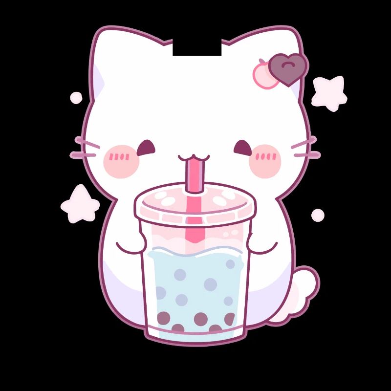Kawaii Katze trinkt Boba Bubble Tea Chibi