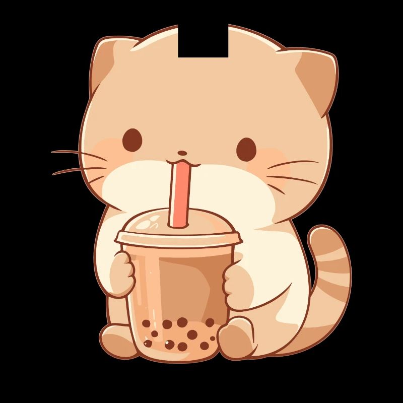Kawaii Katze trinkt Boba Bubble Tea Chibi