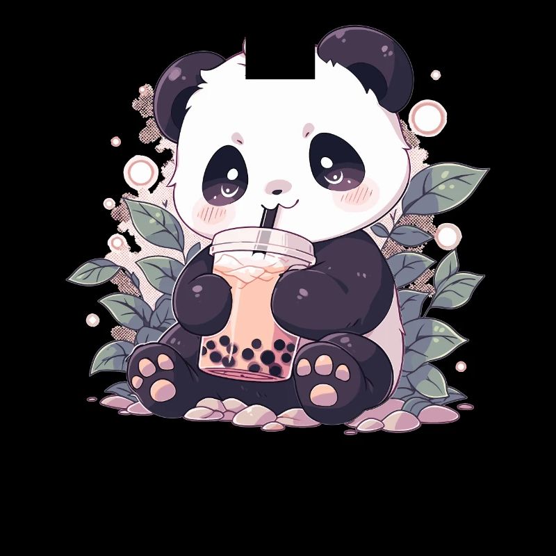 Kawaii Panda Drinks Boba Bubble Tea Chibi