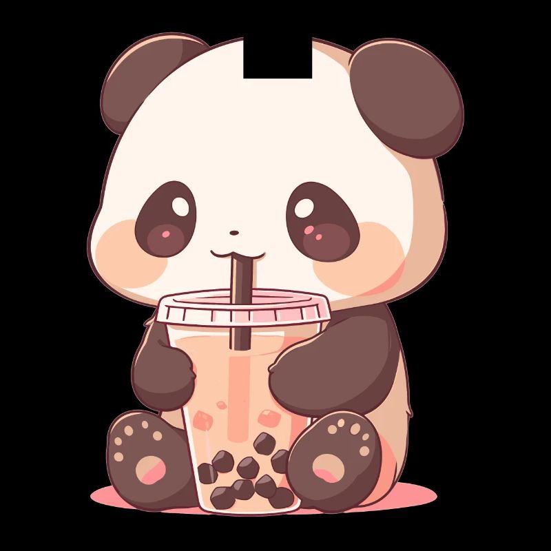 Kawaii Panda Drinks Boba Bubble Tea Chibi