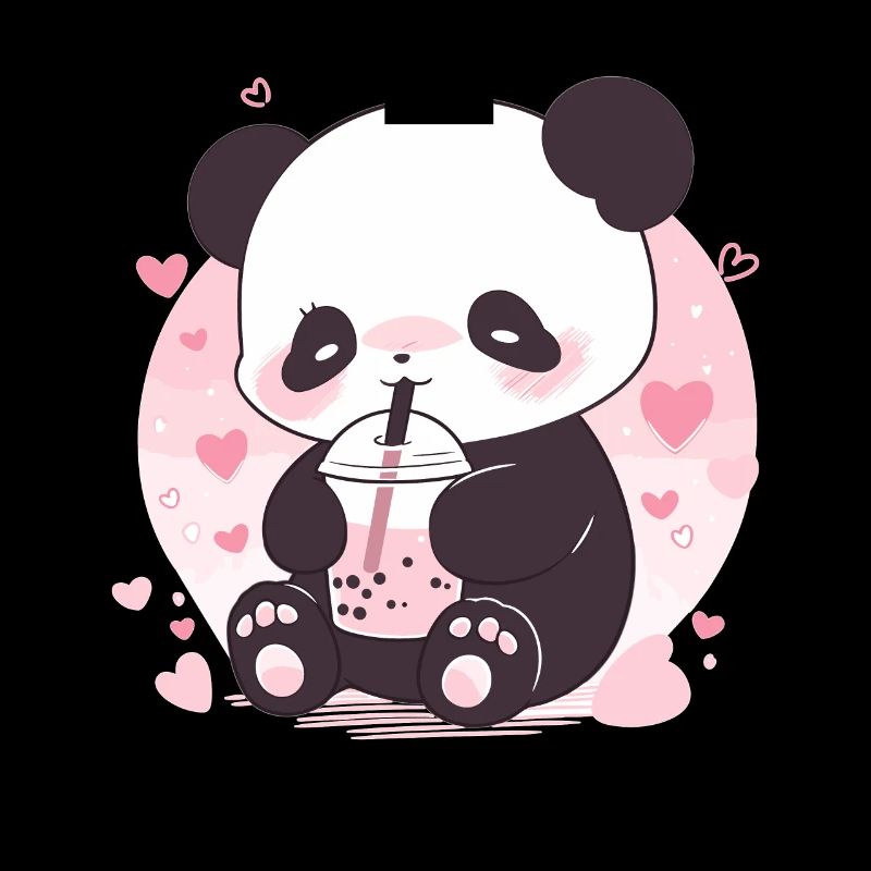 Kawaii Panda Drinks Boba Bubble Tea Chibi