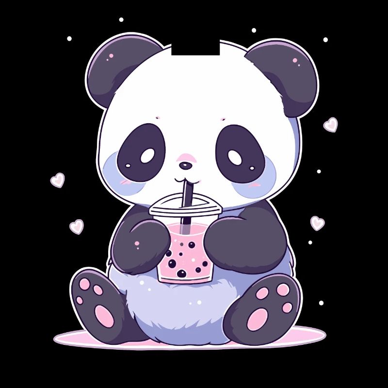 Kawaii Panda Drinks Boba Bubble Tea Chibi