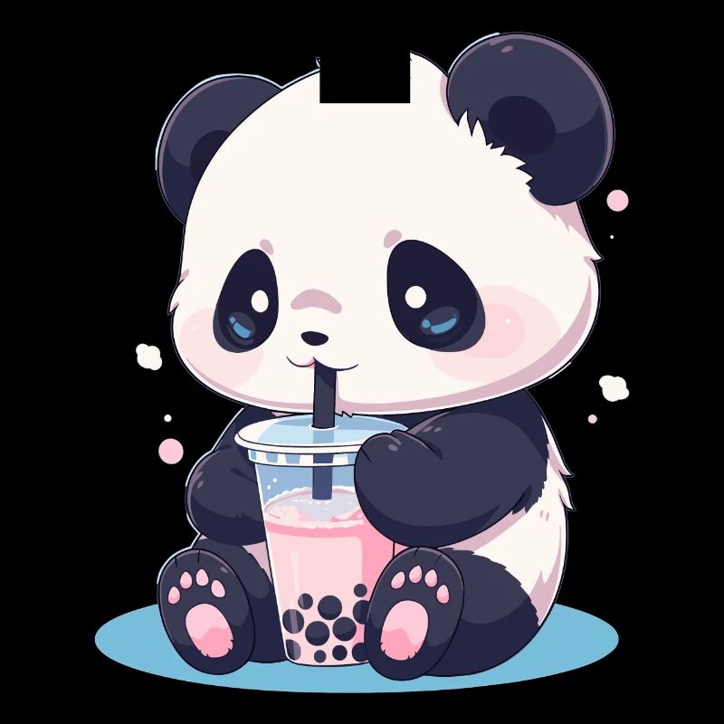 Kawaii Panda Drinks Boba Bubble Tea Chibi