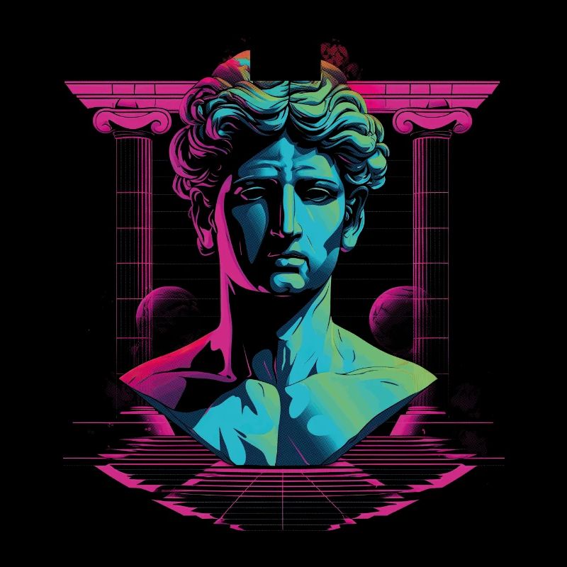 80's Classic Greek statue Synthwave
