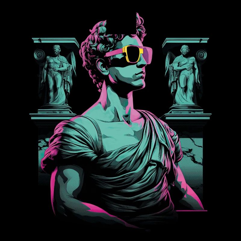 80's Classic Greek statue Synthwave