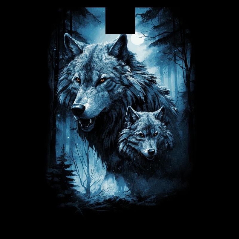 Dunkle Kunst Wolf Wald Mythisch