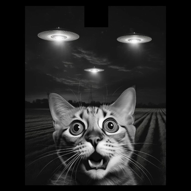 Drôle De Chats Selfie Devant Des OVNI Chat OVNI