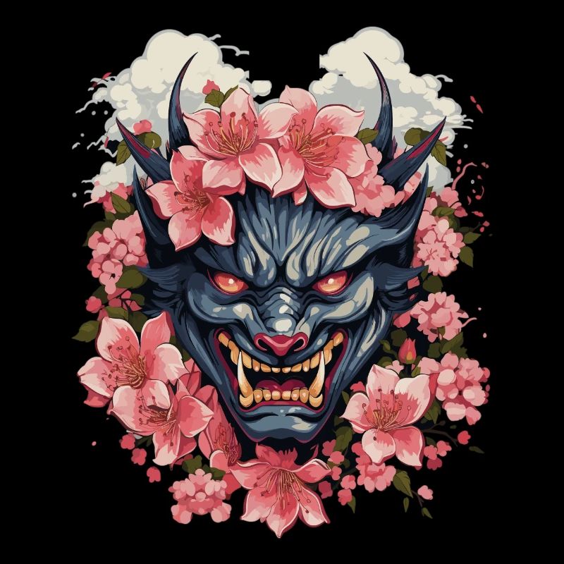 Japanischer Hannya Dämon Samurai Warrior Oni Maske