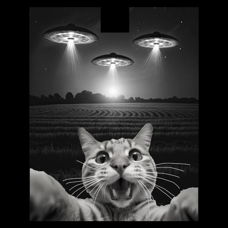 Drôle De Chats Selfie Devant Des OVNI Chat OVNI